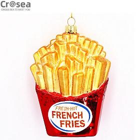 Christmas decorative fake french fries galss ornament