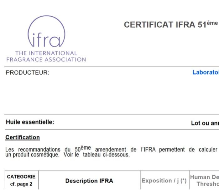 IFRA certificate