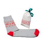Christmas socks in a festive gift pouch