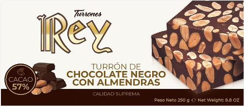 TURRÓN DE CHOCOLATE NEGRO CON ALMENDRAS