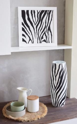 Art decorated zebra glass vase | Painted Art Glass Oval Vase | Interior Design